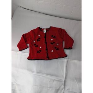 Fisher Price Red Scottie Dog Baby Girl Cardigan Button‎ Up Sweater 18 Months